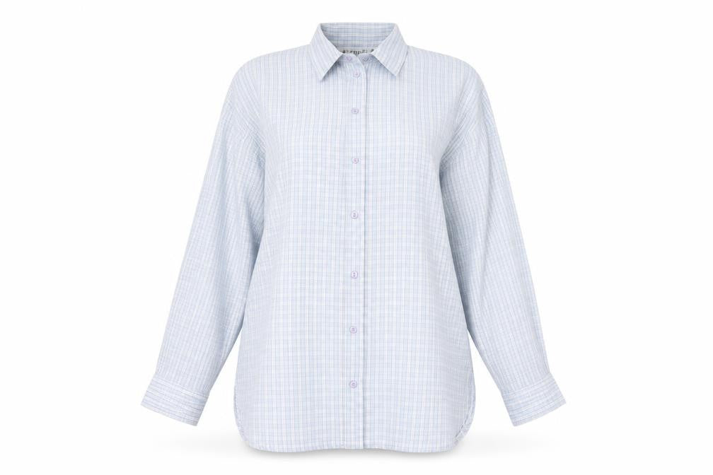 Jumpers Womens Blue Check  Tunic Button-Up Size M