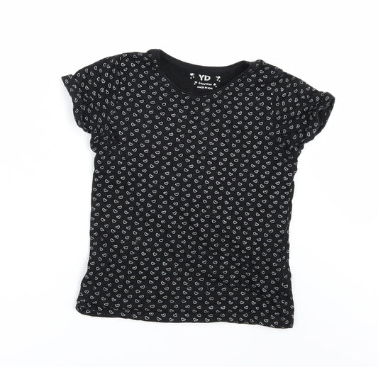 Young Dimension Girls Black Geometric  Basic T-Shirt Size 8-9 Years