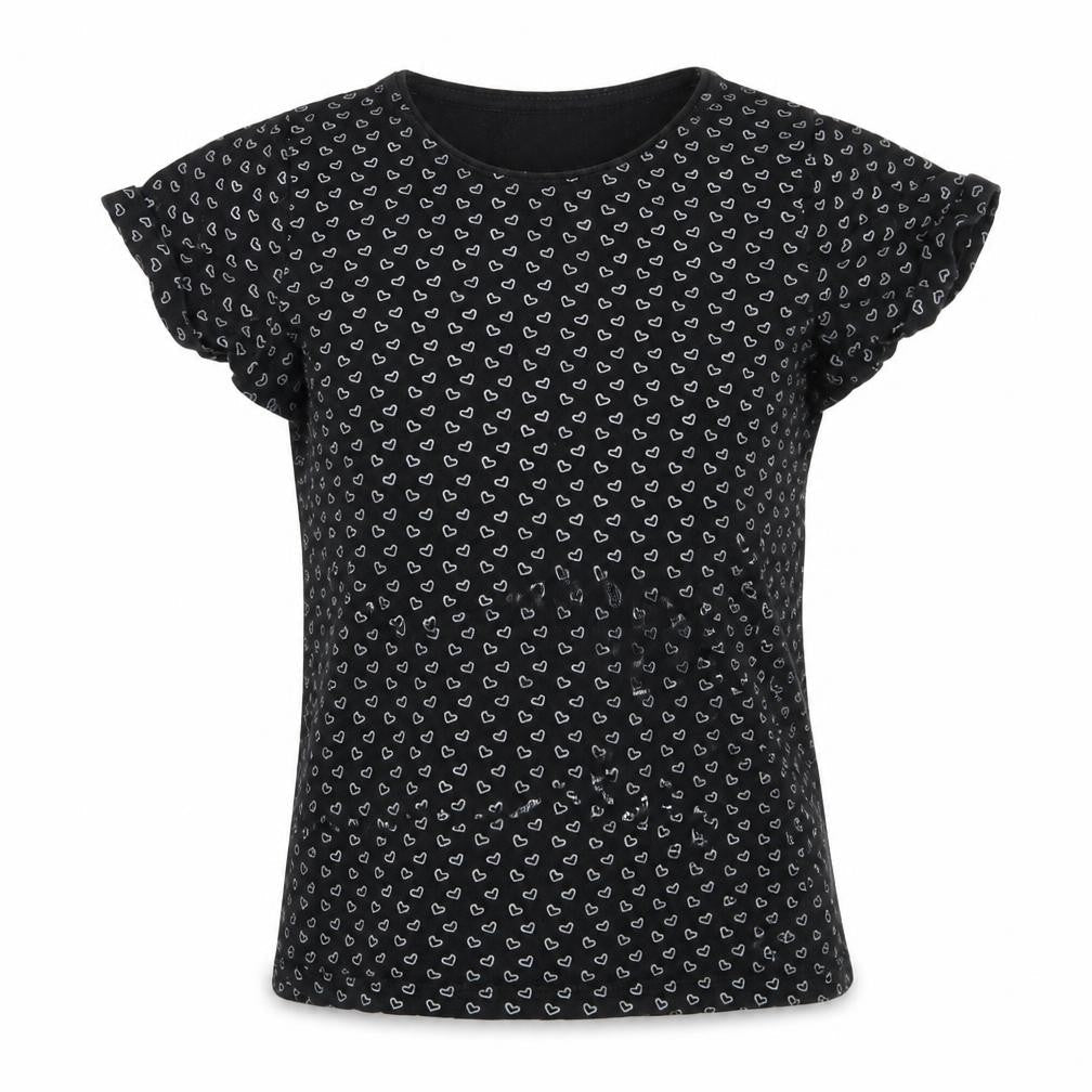 Young Dimension Girls Black Geometric  Basic T-Shirt Size 8-9 Years