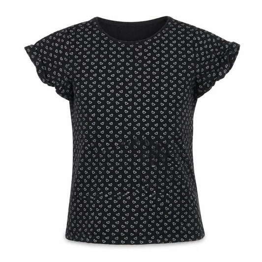 Front view of Young Dimension girls’ black geometric basic t-shirt, size 8-9, years