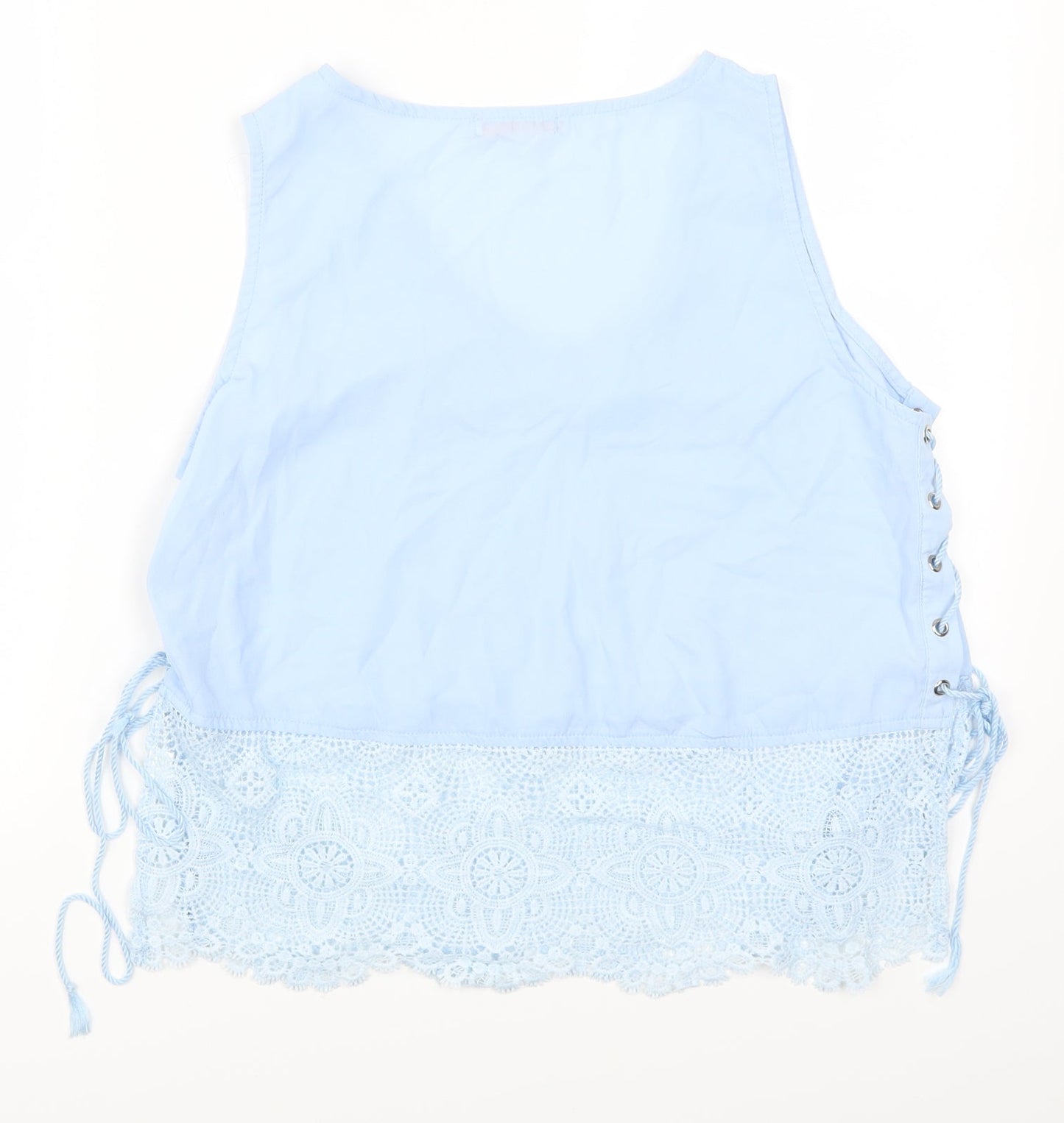 Flammode Womens Blue  Lace Basic Tank Size L
