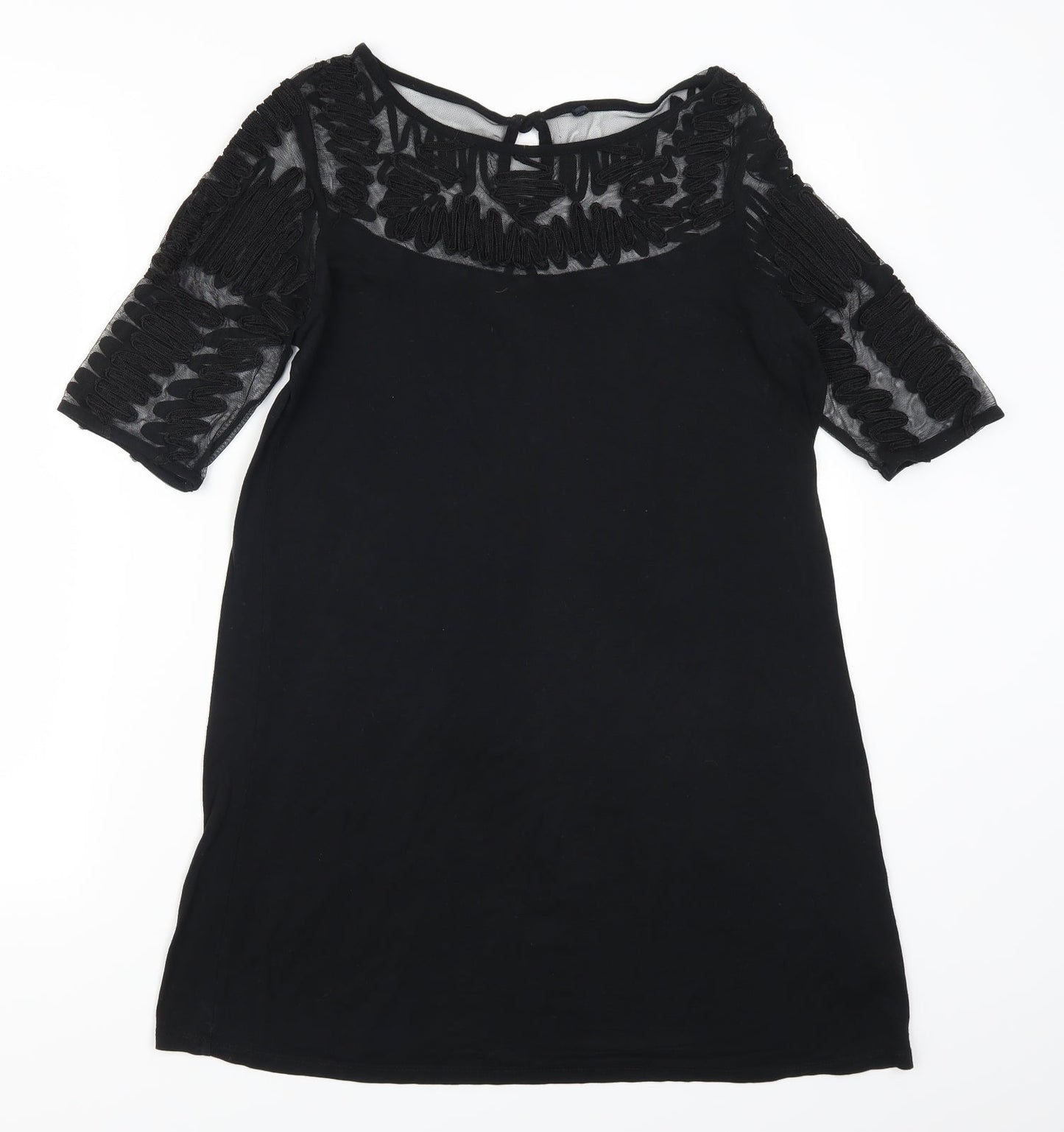 NEXT Womens Black Geometric  Basic T-Shirt Size 8