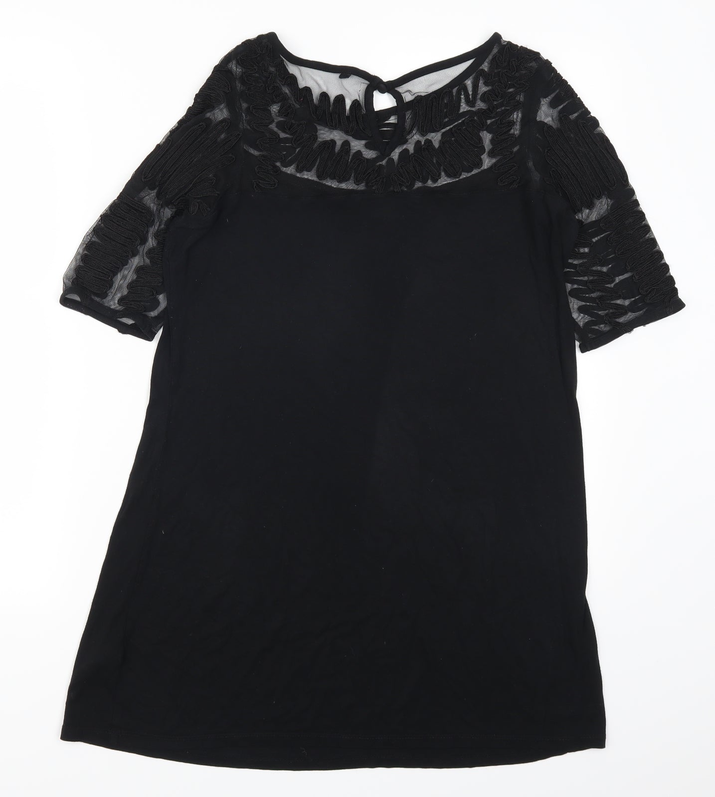 NEXT Womens Black Geometric  Basic T-Shirt Size 8