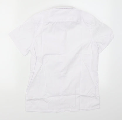 Back view of F&F boys’ white basic button-up, size 10-11, years