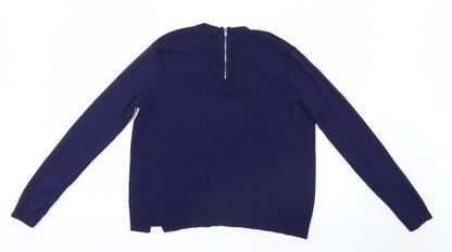 Back view of Topshop women’s blue knit jumper, size UK 8