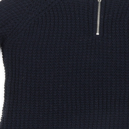 Brand and care label for Only women’s blue knit jumper, size M