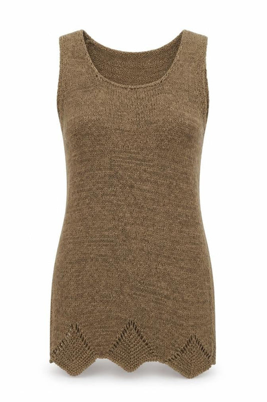 Bisou Womens Brown  Knit Basic Tank Size M
