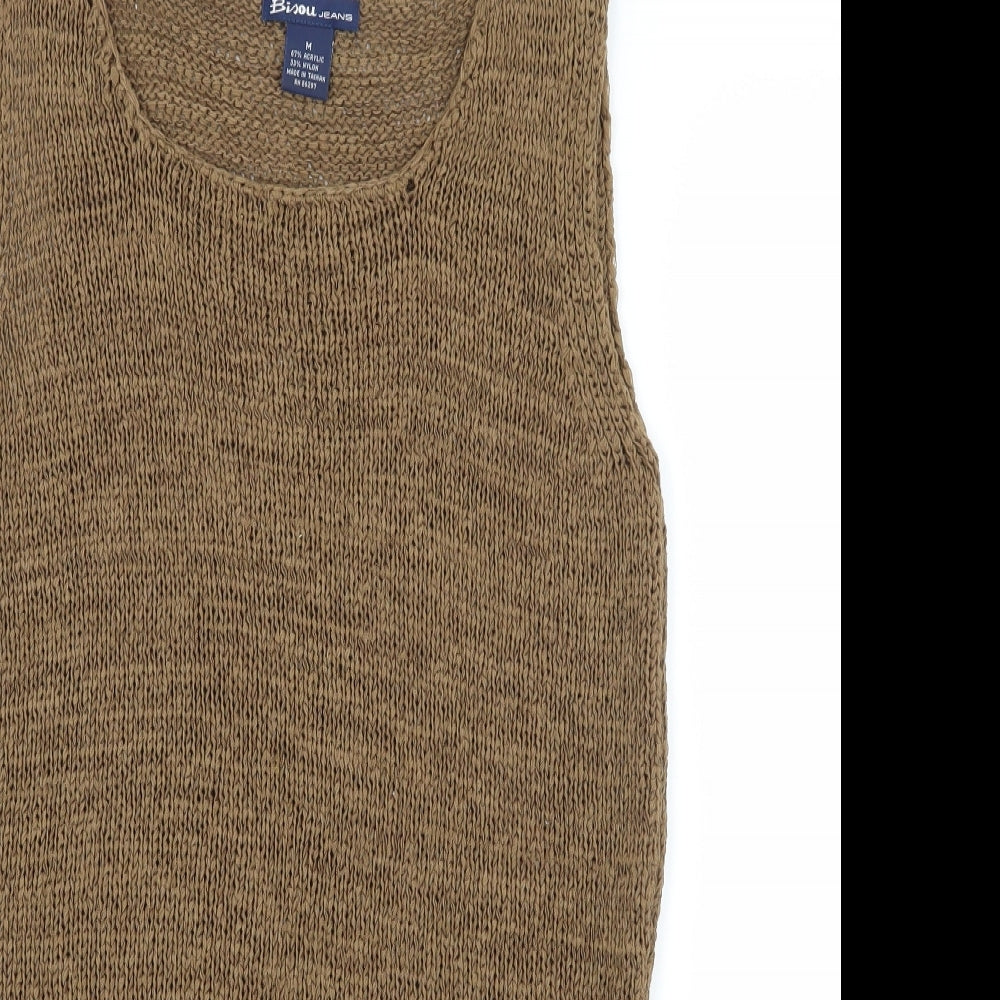 Bisou Womens Brown  Knit Basic Tank Size M