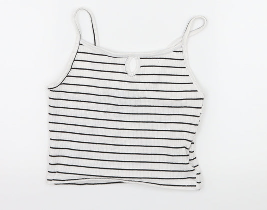 Primark Girls White Striped Jersey Camisole Tank Size 8 Years