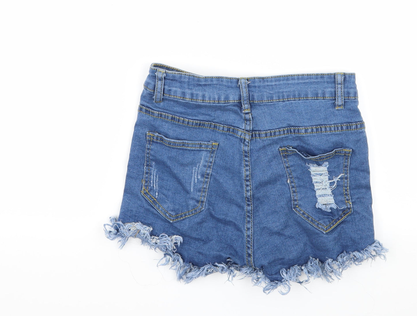 Preworn Girls Blue  Denim Hot Pants Shorts Size M - Distressed