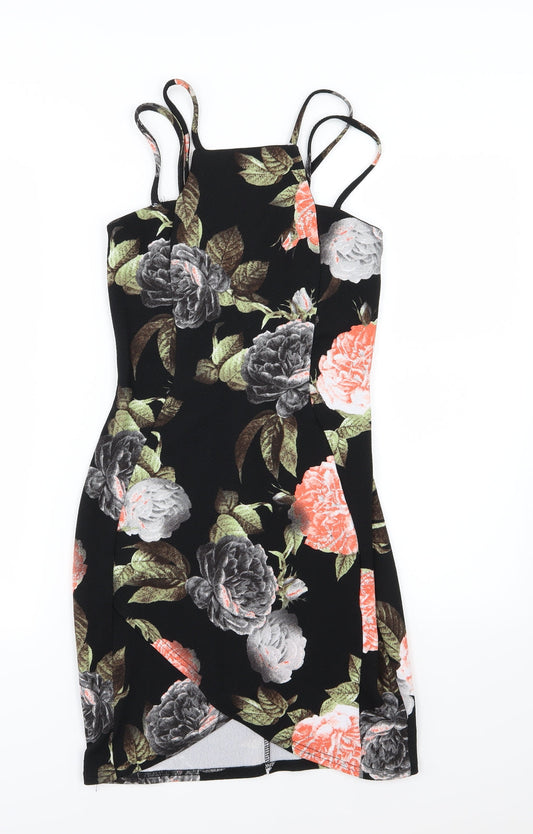 edge Womens Black Floral  Bodycon  Size 8