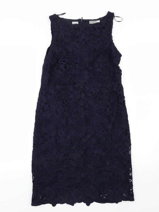 Preworn Womens Blue Floral  Pencil Dress  Size 8