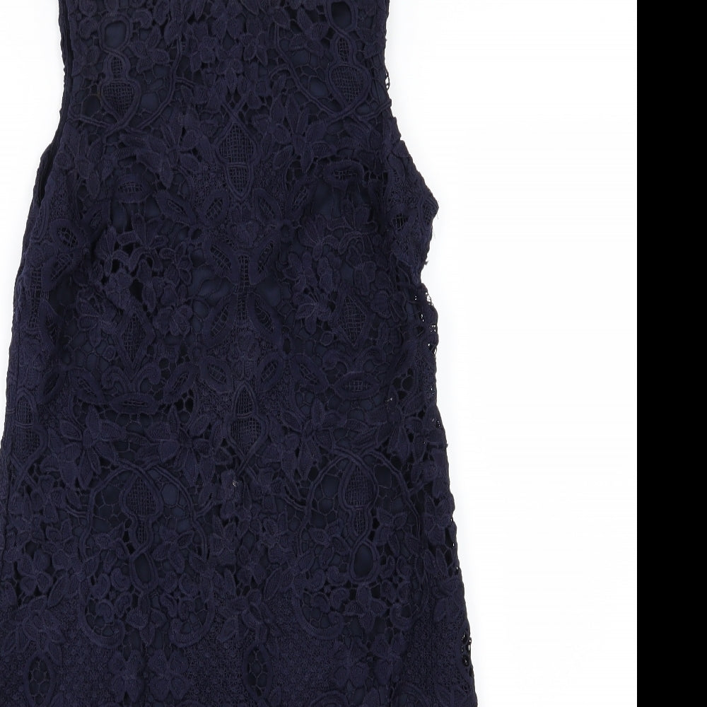 Preworn Womens Blue Floral  Pencil Dress  Size 8