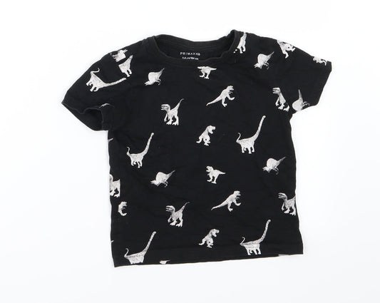 Primark Boys Black  Jersey Basic T-Shirt Size 3-4 Years  - Dinosaur