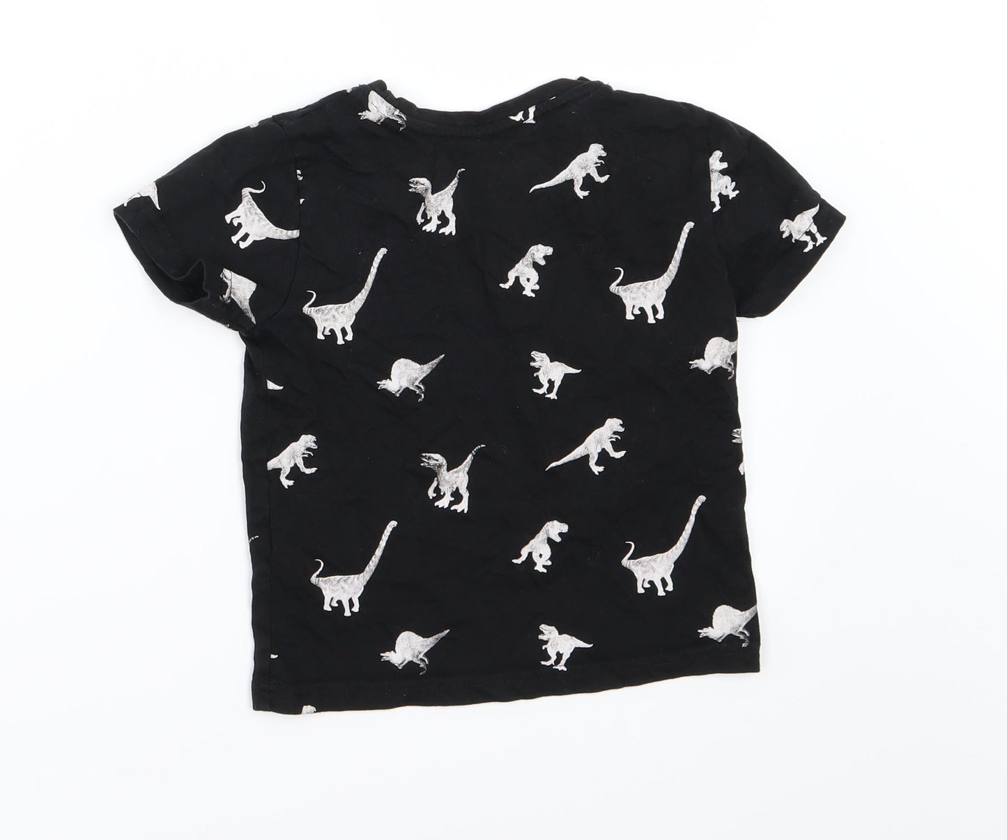 Primark Boys Black  Jersey Basic T-Shirt Size 3-4 Years  - Dinosaur