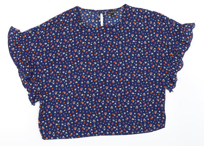 Additional front view of Candy Couture women’s blue basic blouse, size UK 14