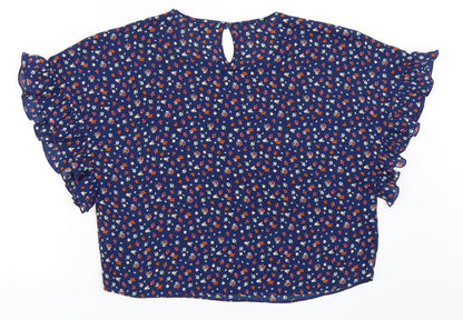 Back view of Candy Couture women’s blue basic blouse, size UK 14