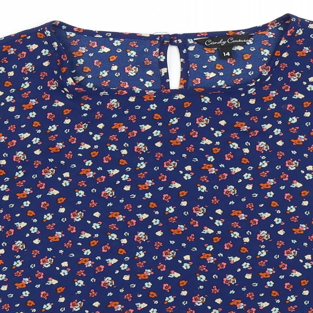 Candy Couture Womens Blue   Basic Blouse Size 14