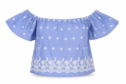 Front view of Select women’s blue basic blouse, size UK 8