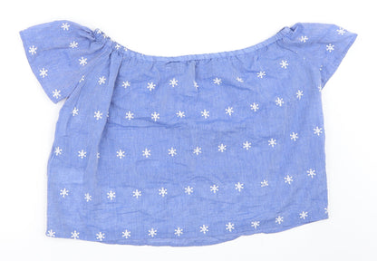 Back view of Select women’s blue basic blouse, size UK 8