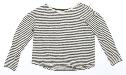 Additional front view of Next women’s beige striped jumper, size UK 10