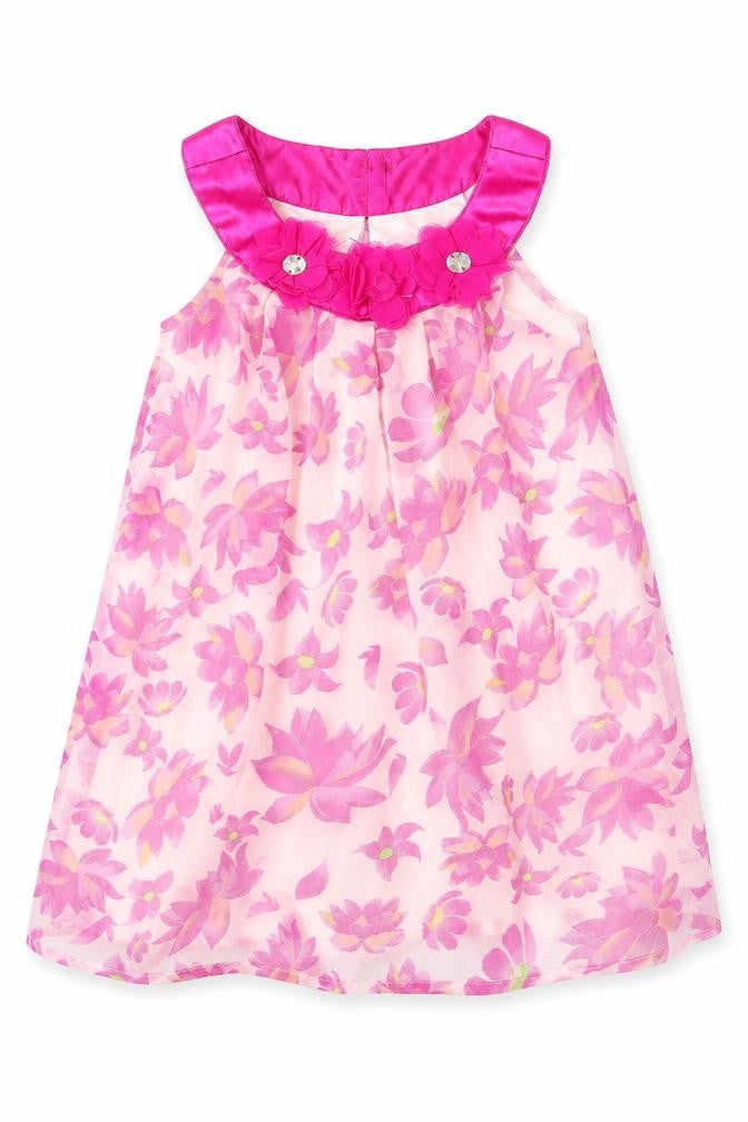 Hello Gorgeous Girls Pink Floral Chiffon Fit & Flare  Size 3 Years