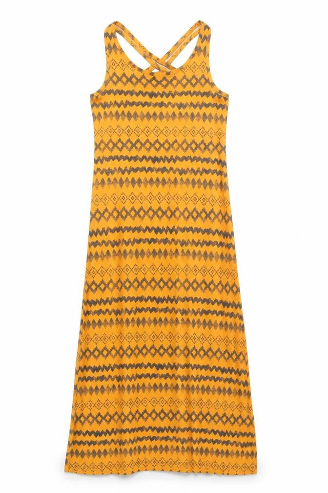 Matalan Girls Orange Geometric Jersey Maxi  Size 9 Years
