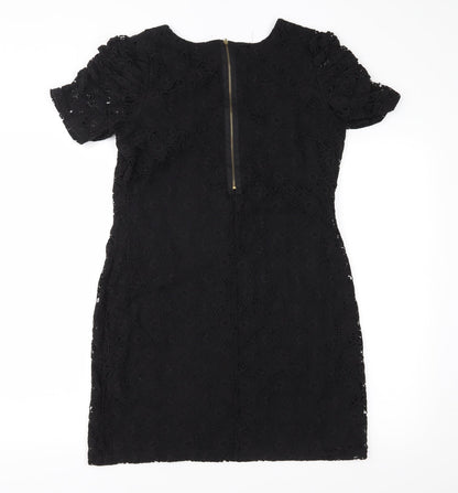 Back view of Evie women’s black lace shift, size UK 14