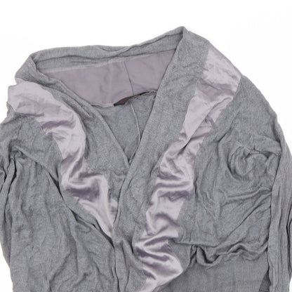Close-up detail of Miss Selfridge women’s grey cardigan jumper, size UK 8