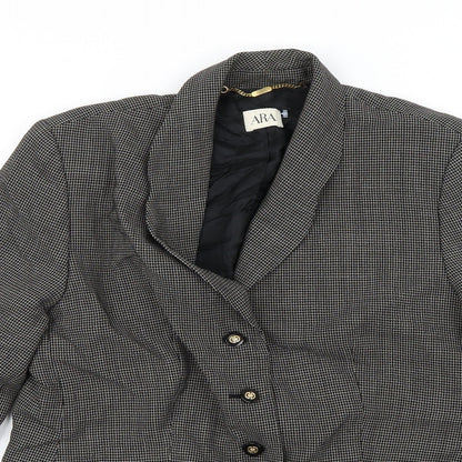 Close-up detail of ara women’s brown ikat jacket blazer, size UK 14