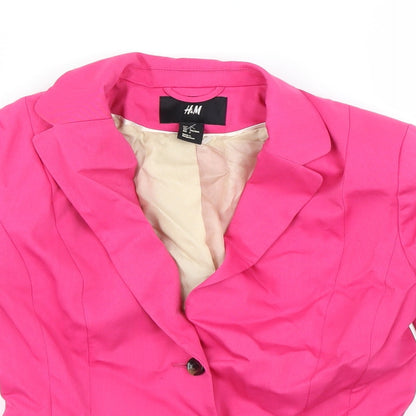 Close-up detail of H&M women’s pink jacket blazer, size UK 6