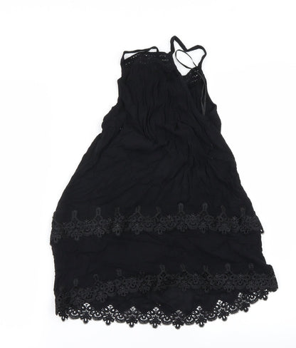 Back view of Miss Selfridge women’s black basic t-shirt, size UK 8