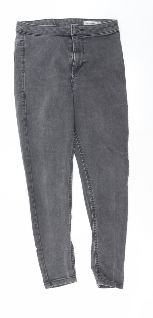 Preworn Womens Grey Paisley  Skinny Jeans Size 10 L23 in