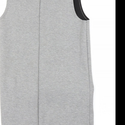 Brand and care label for Topshop women’s grey cardigan jumper, size UK 8
