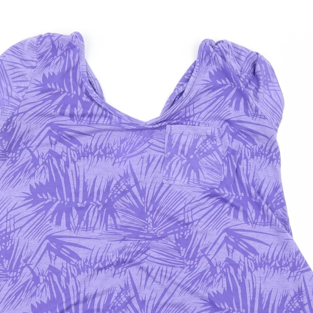 George Womens Purple Floral  Basic Blouse Size 10