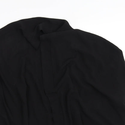 Close-up detail of Boohoo women’s black cardigan jumper, size UK 16