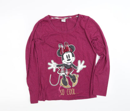 Front view of Disney women’s purple basic t-shirt, size UK 10