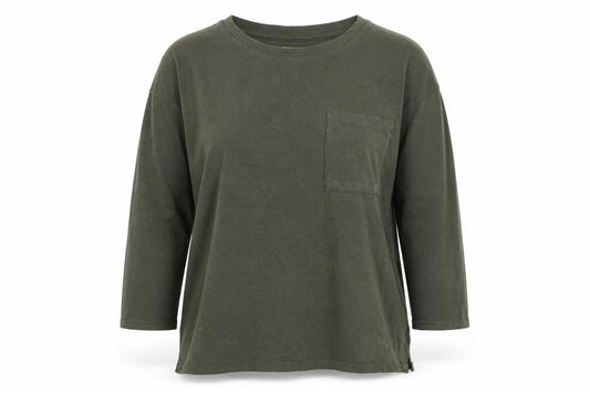 Front view of Papaya women’s green jumper, size UK 14