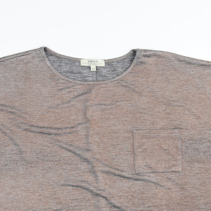 Close-up detail of Papaya women’s grey basic blouse, size UK 12