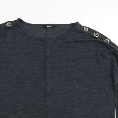 Close-up detail of Quix women’s blue jumper, size M