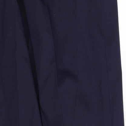 Brand and care label for Carrington women’s blue trousers, size UK 34, 35-inch leg