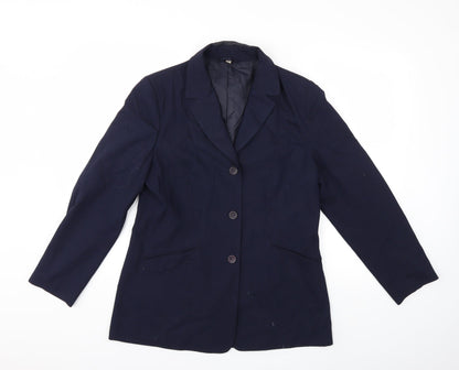Additional front view of EWM women’s blue jacket, size UK 12