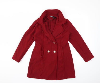 Additional front view of SHEIN women’s red overcoat coat, size S