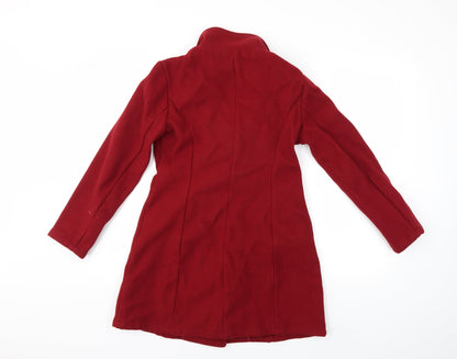 Back view of SHEIN women’s red overcoat coat, size S