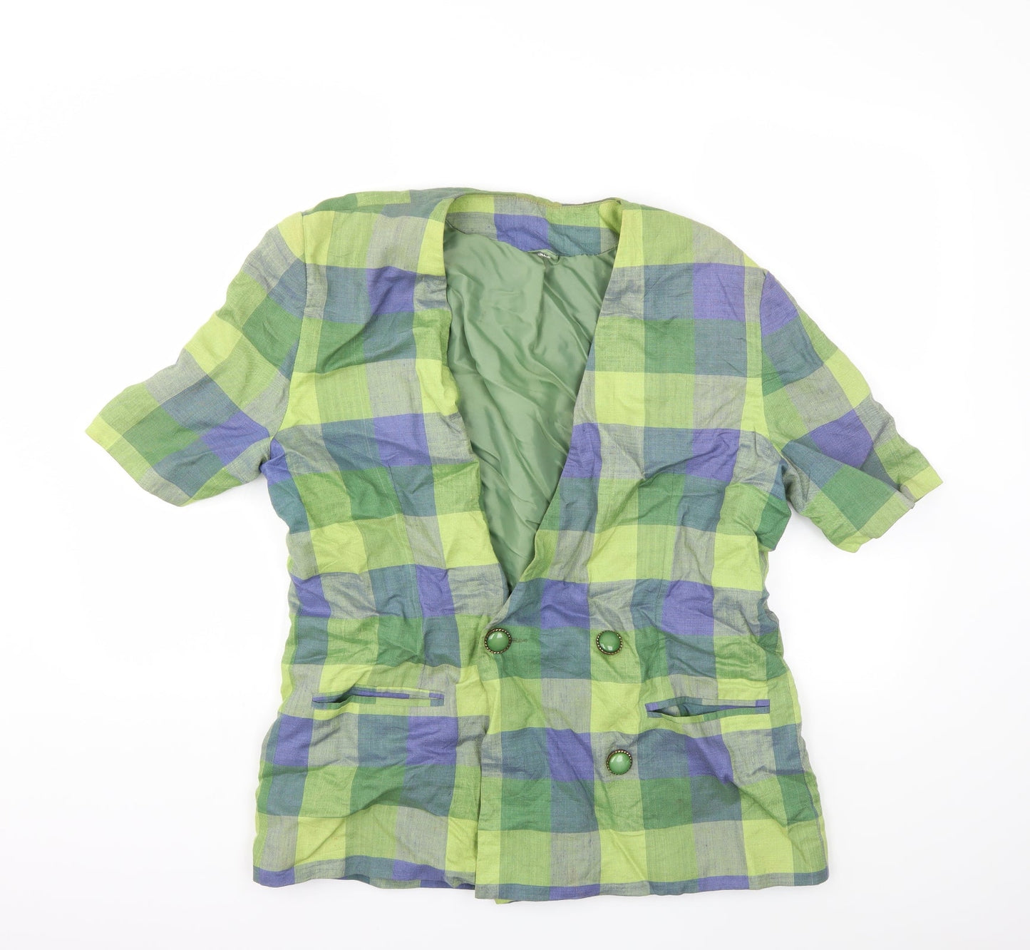 Preworn Womens Green Check  Jacket Blazer Size 16