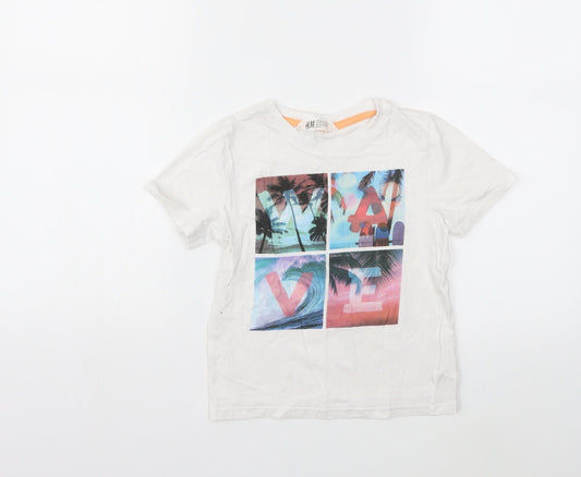 H&M Boys White   Basic T-Shirt Size 5-6 Years