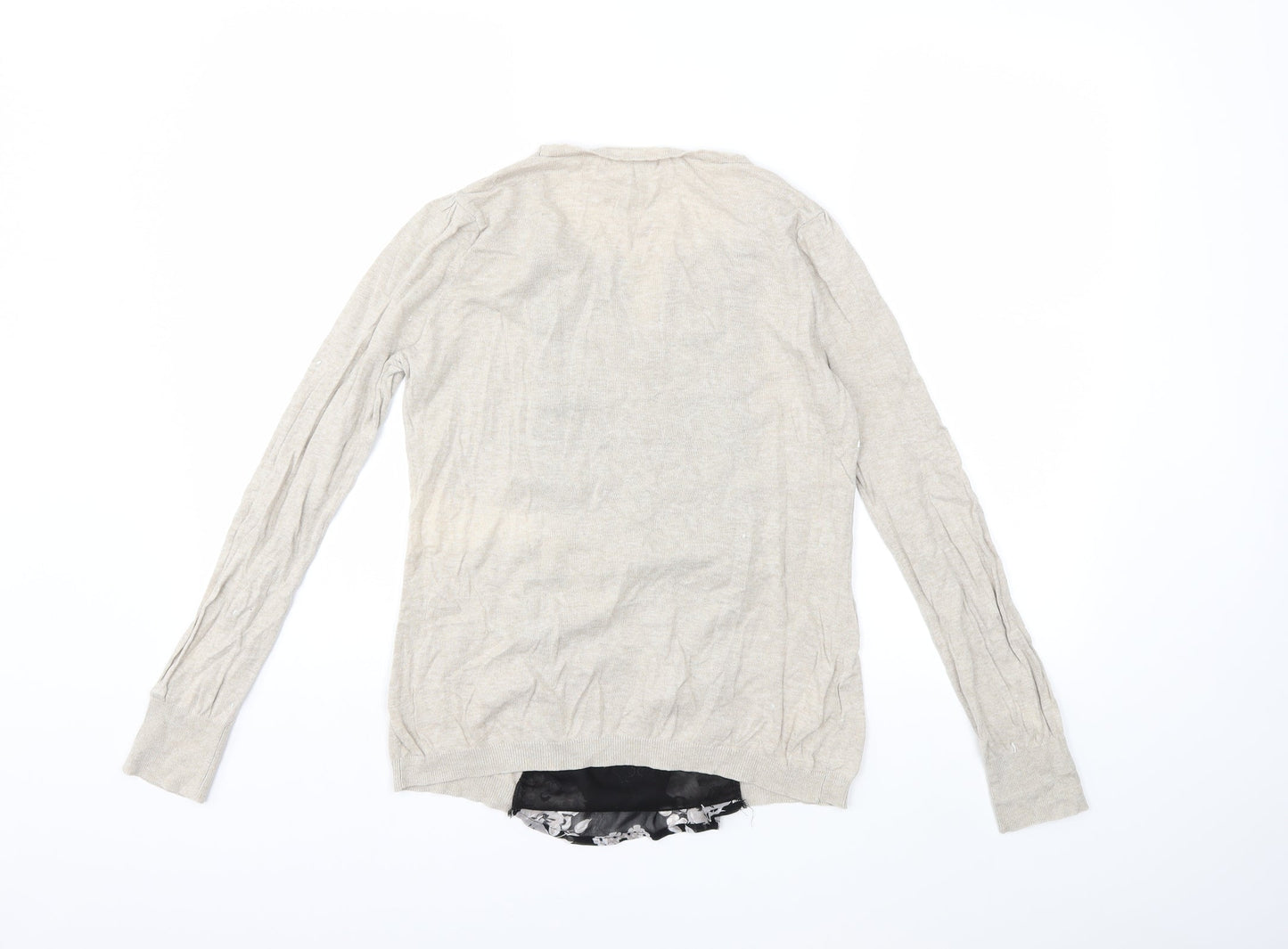 NEXT Womens Beige Floral Knit Cardigan Jumper Size 10