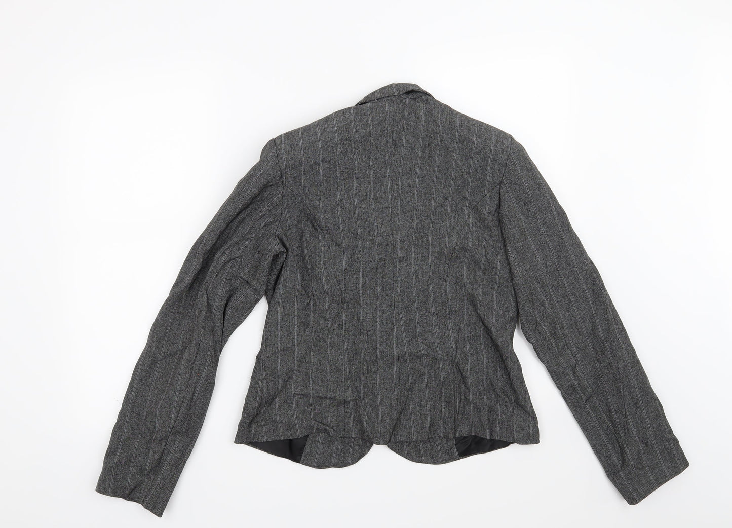 Preworn Womens Grey Striped  Jacket Blazer Size 10