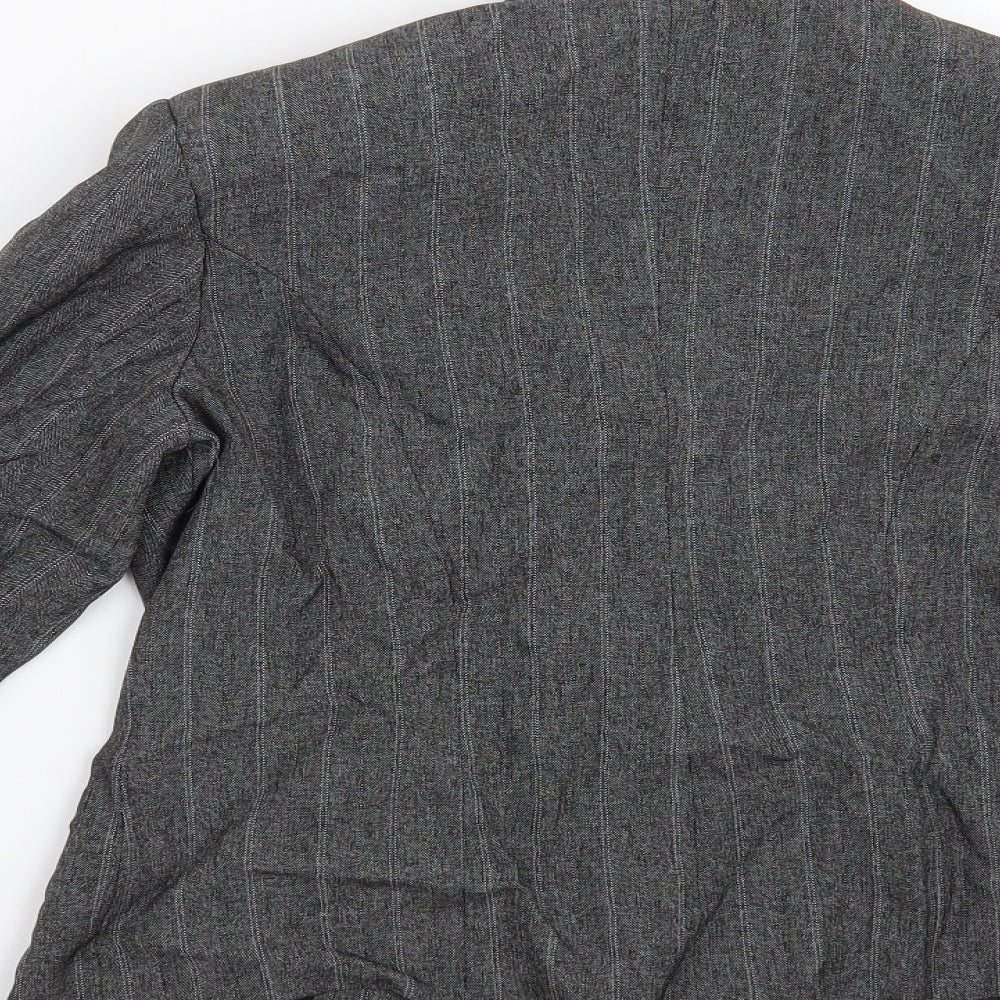 Preworn Womens Grey Striped  Jacket Blazer Size 10