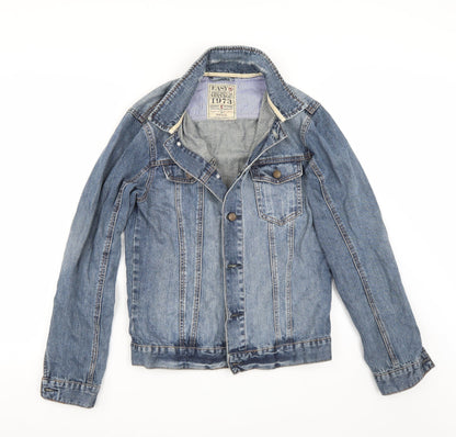 Additional front view of Easy women’s blue jacket coat, size S